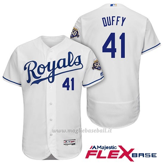 Maglia Baseball Uomo Kansas City Royals Danny Duffy Bianco 50th Season Flex Base